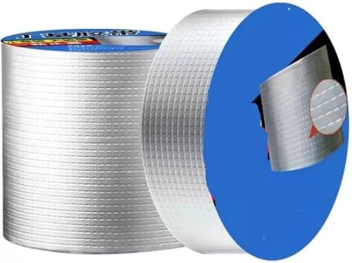 Waterproof Tape Butyl Tape Aluminum Foil Tape Butyl Tape Aluminum Foil Butyl Rubber Tape Super Strong Fiber Thicken Self Adhesive Seal god kvalitet For Pool Roof Pipe Repair Stop Leak(1M-100MM)