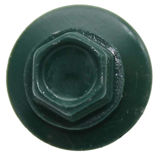 10 x 1-1/2" Ivy Green Metal Roofing Screws - Hex Washer Head- Self-Starting/Tapping - EPDM Washer. 8 X 250 Bags - 2,000 Screws