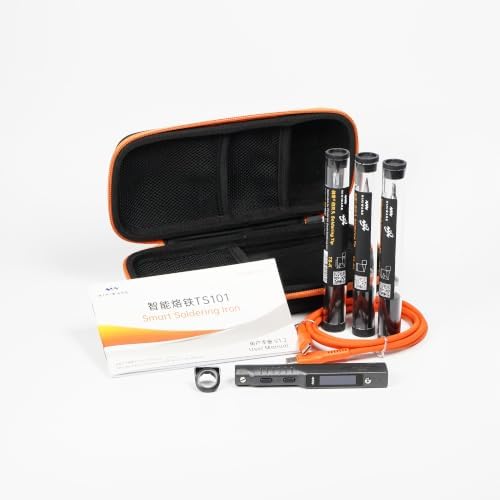 Original TS101 Soldering Pen Upgraded from TS100 DC 65W PD 45W Power Programmable Smart Mini Electric Portable Soldering Iron GO Kit with 3 Solder Tips,USB Type C Cable,Carrying Pouch