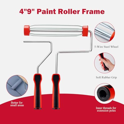 Mister Rui 20-Piece Paint Roller Kit, 4 Inch and 9 Inch Microfiber Rollers