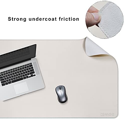 CENNBIE 39.3" x 19.6" Leather Desk mat,Perfect Desk Mate for Office(Cream)