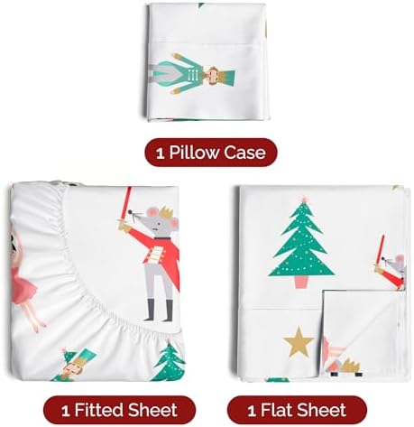 Christmas Sheet Set, Nutcracker Ballet, Holiday Xmas Bedding Set - Twin