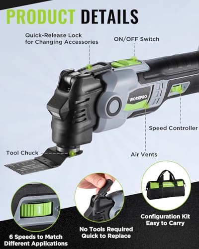 WORKPRO 20V Brushless Cordless Oscillating Multi-Tool Kit