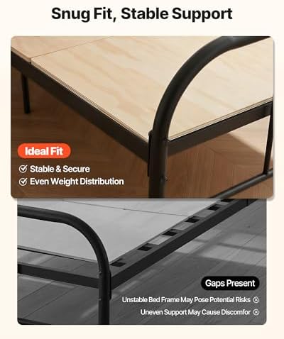 VEVOR Bunkie Board Full Size, 51" x 71" Foldable Box Spring, 0.4" Thicker Wooden Bed Boards for Under Mattress, Bed Slats with No Assembly Required, Easy-to-use Bed Support Board