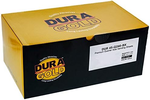 Dura-Gold Premium 1/4 Sheet Gold Sandpaper Sheets, 240 Grit (Box of 400)