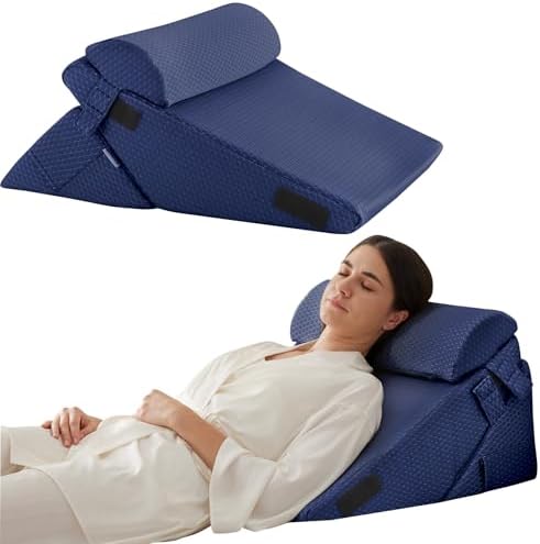 Bedluxe Wedge Pillow Set for After Surgery, Orthopedic Bed Wedge, Navy