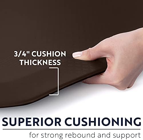 KANGAROO Anti Fatigue Mats for Kitchen Floor, 58x20, 3/4 Inch Thick Cushioned Ergonomic Mat, Reduce Foot Pressure, Waterproof Comfort Rug for Under Sinks, Office Standing Desk, Store Floors, Brown