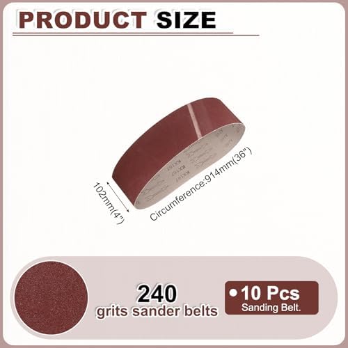 HARFINGTON 4 x 36 Inch Sanding Belts, 10 Pcs 240 Grits Aluminum Oxide
