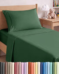 Twin Size 3 Piece Sheet Set - Breathable & Cooling Sheets - Emerald Green