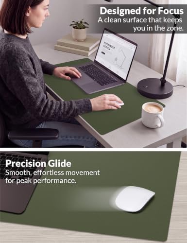 Leather Desk Pad Protector, 31.5" x 15.7", Jungle Green Desk Mat
