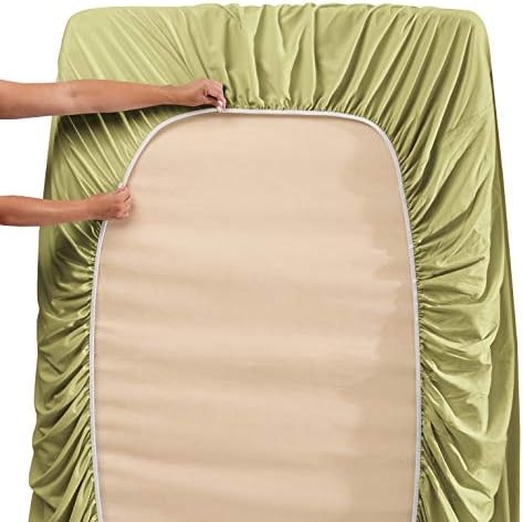 Hearth & Harbor Twin Size Sheets - 3 Piece Bed Sheet Set, Hotel Luxury Double Brushed Bed Sheets - Extra Soft Bedding Sheets & Pillowcases, Twin, Sage