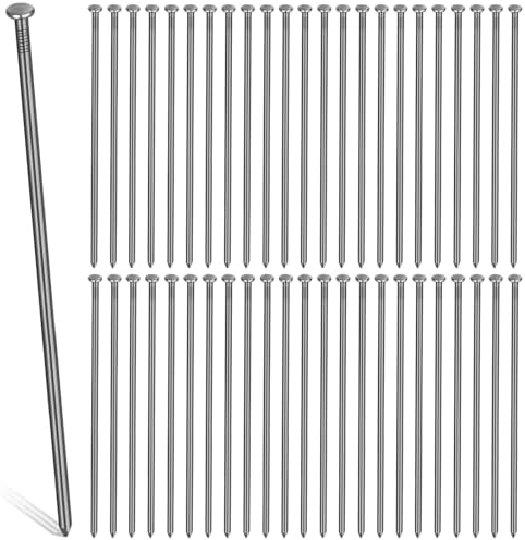 Nuenen 100 Pack 12 Inch Heavy Duty Landscape Stakes Metal Landscape Anchoring Spikes Garden Ground Spikes for Artificial Turf Nails Weed Barrier Paver Edging Timber Carpentry Tent Camping, Black