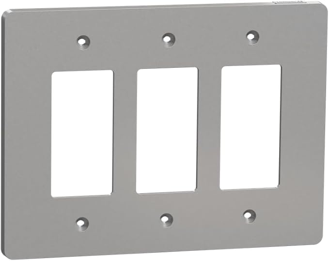 Square D by Schneider Electric X Series Wall Plate for Outlet and Light Switch, Mid Size Plus 3 Gang, Matte Gray
