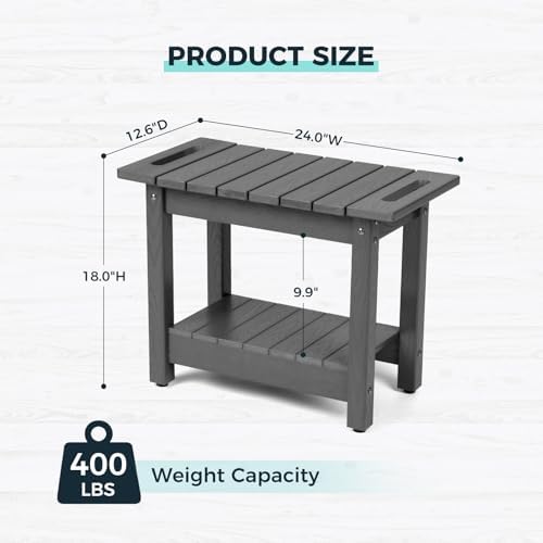 Waterproof Shower Bench, 24" HIPS Shower Stool for Shaving Legs