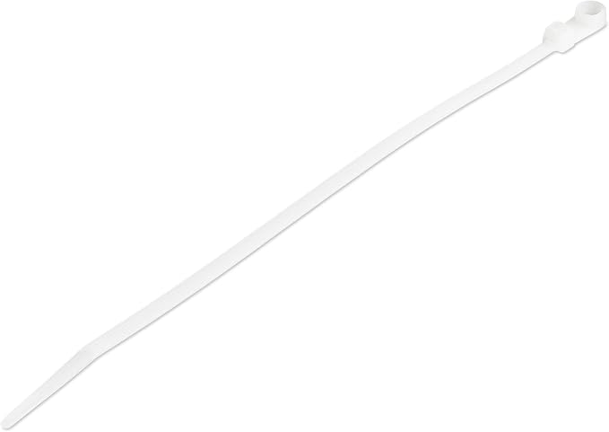 StarTech 8"(20cm) Cable Ties, 1/8"(4mm) Wide, TAA, 100 Pack (CBMZTS10N8) | 2"(52mm) Bundle Diameter, Nylon 66 Self Locking Ties with Screw Hole, With Mounting Hole, UL Listed, 50lb