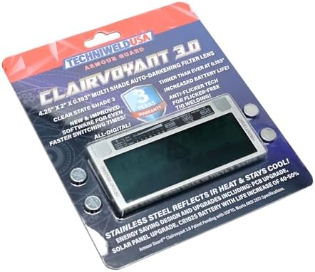 Armour Guard Clairvoyant 3.0 Crystal Clear Blue View 2” X 4.25” Multi Shade Autodarkening Lens