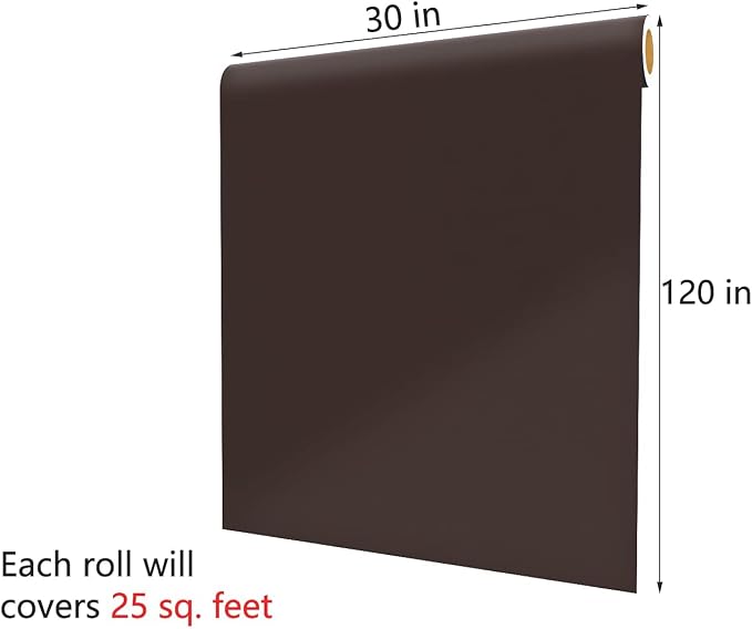 30"x120" Brown Contact Paper SolidBrown Contact Paper for Cabinets and Drawers Wallpaper Peel and Stick Dark Brown Vinyl Warp for Bedroom Walls Removable School Decor Solid Color Vinyl Matte