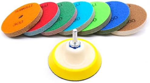 4 Inch Diamond Sponge Polishing Pads Kit with Backing Pad 5/8"-11 Thread Adapter for Marble Restore Polisher Grinder Drill