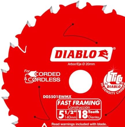 Diablo Fast Framing Saw Blade for Wood - 5-1/2" Diameter, 18 ATB Teeth