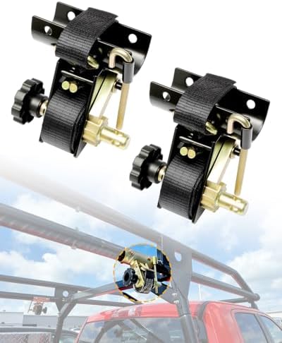 Ladder Rack Ratchet Straps with J-Hook (Pair), 2" Black Round Tube Mount