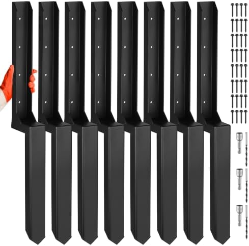 Fence Post Repair Kit, Heavy Duty One-Piece Steel Anchor & Stakes for Repair Broken Tilted Leaning Wood Posts, Rust-Proof Easy Installation, Upgraded 11-Gauge Thickness (8 Pack)