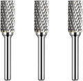 Carbide Burr Set 1/4" Shank SA-5 Die Grinder Bits Tungsten Double Cut Burr Bits (1/2" Cutter Dia X 1" Cutter Length) for Die Grinder Kits Metal Grinding Drilling Polishing (3pcs)