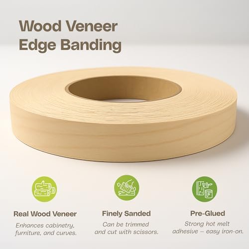 Edge Supply Birch Pre-Finished 2 in x 50 ft Roll with a Clear Lacquer UV Finish – Pre-Glued Iron On Real Wood Veneer Edging – Edge Banding Tape with Hot Melt Adhesive, Ideal for Furniture & DIY.