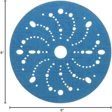 3M Hookit Blue Abrasive Disc, 321U, 36177, 6 in, 220+ Grade, Multi-Hole