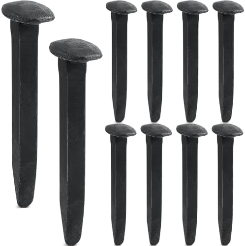 10 pcs Railroad Spike Carbon Steel Rail Road Spike Ties, 4.72 Inch, Black
