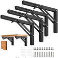 Folding Shelf Brackets - 14 Inch 4 Pcs Heavy Duty Metal Collapsible Shelf Bracket, DIY Wall Mounted Shelf Bracket, Space Saving for Bench