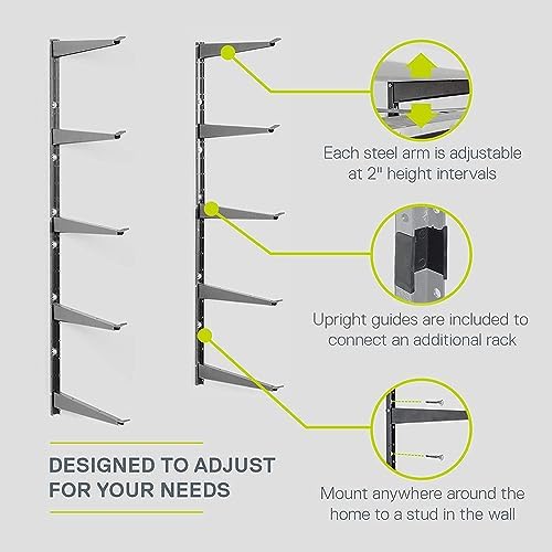 Delta Heavy Duty Wood and Lumber Storage Rack, Holds Up To 480 lbs - Easy to Install Mounted Rack With Steel Construction for Indoor & Outdoor Storage Solution For Garage, Basement & Pantry Cycle