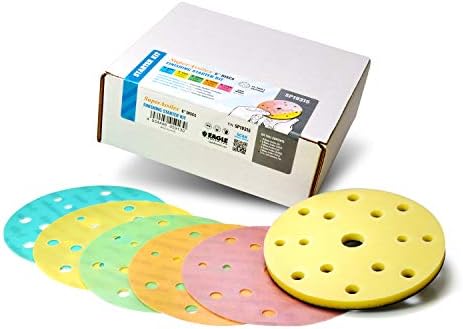 Super Assilex Flexible Sanding Disc Starter Kit, 15 Holes, SP19315, K600 - K1500, 25 Discs + 1 Micro-Hook Interface Pad