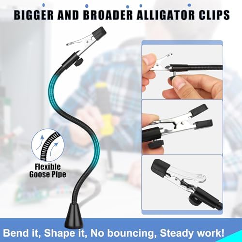 Magnetic Helping Hands Soldering Station with 4 Magnetic Pillars PCB Holder, Magnifying Glass with light, Magnifier with Extra Hand Tool for Electronic Repair Soldering Jewelry Crafts
