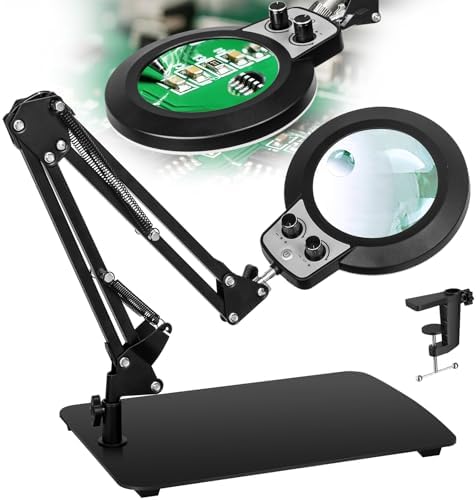 Magnifying Glass with Light and Stand, 30X 10X Soldering Magnifier