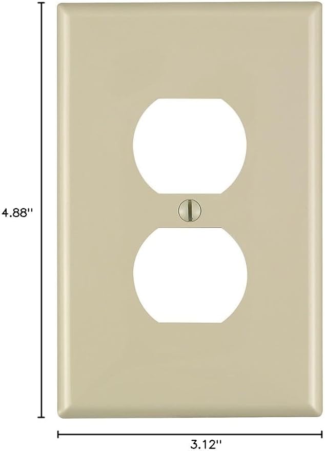 Leviton 1-Gang Duplex Receptacle Wallplate, Midway Size, Ivory, PJ8-I