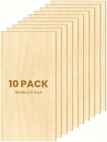 10 Pcs 6mm Basswood Plywood 18x36x1/4 inch Large Plywood Sheet Design for P3 CO2 Laser Cutting Engraving 915 x458 x3mm
