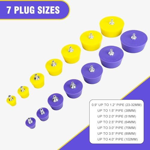 3mirrors 0.9"– 4.0" Silicone Purge Plugs Kit for Pipe Welding, Back Purging Plugs with Fitting Adapters for Welding, Yellow and Purple