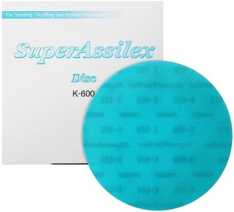 Super Assilex Flexible 6 inch Sanding Discs, Sky K-600, No Holes, Hook & Loop, 193-1518, 25 Discs