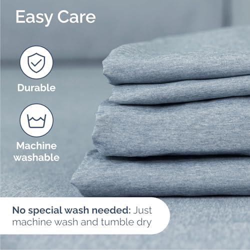 Cal King Size 4 Piece Sheet Set - Breathable & Cooling - Heathered Blue