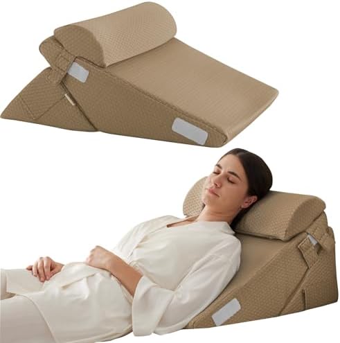 Bedluxe Wedge Pillow Set for After Surgery, Orthopedic Bed Wedge, Brown