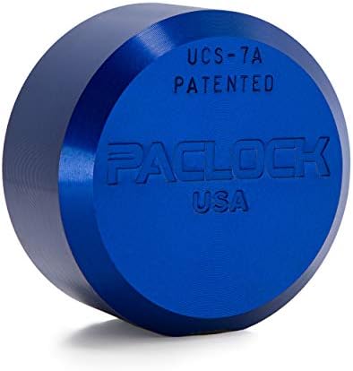 PACLOCK's 7-Series Flat Back Puck w/Tapped Holes, High Security Rotating Disc, Manufacturer-Controlled Key Assigning, Exclusive Key Number, U-Pick! Keyed Alike w/ 1 Key, Blue