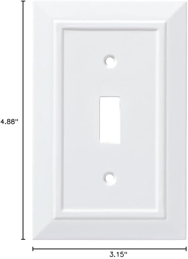 Franklin Brass Classic Architecture (1-Pack) Decorative Light Switch Cover Wall Plate Pure White 1-Gang Wall Plate Switch/Toggle Plate Guards Electrical Outlet Covers W35241-PW-C