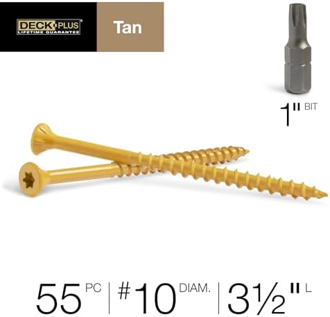 Deck Plus Deck Screws, #10 x 3-1/2in, 55 Pack, Tan