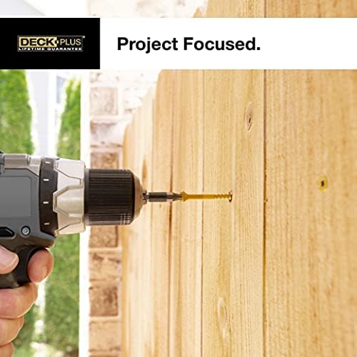 Deck Plus 3-1/2 Inch Epoxy Coated Exterior Wood and Fence Screws #10 x 3-1/2" Torx/Star Drive Included Coarse Thread, Outdoor Rust Resistant Decking Screw, Brown, 1lb Box, 55 Pieces | 49011