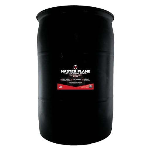 Master Flame Class A Fire Retardant Spray for Wood, Fabric, Cotton & More - Non-Toxic Flame Retardant Coating - Meets NFPA 701 & ASTM E84 - Made in USA - Easy to Apply and Dries Clear - 55 Gallon Drum