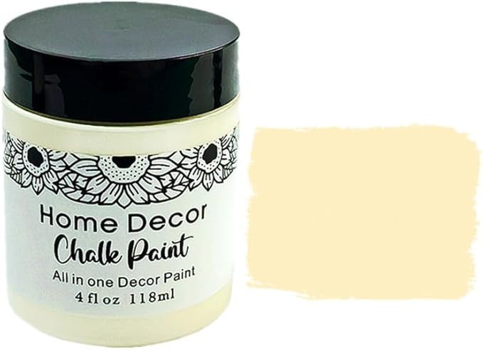 Non-Toxic Furniture Paint Vintage Chalk Paint for Wood/Metal/Glass, Indoor/Outdoor Use No Sanding & Primer Needed Matte Finish Cabinet Paint, Waterbased | Acrylic | Crafts for DIY Projects 4oz/118ml (Off White)