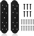 I Shape Steel Flat Bracket, 2 Pcs 10" X 3" Flat Fixing Mending Plates Black Flat Repair Plate Bracket with Screws Set for Wood Lumber Timber Connectors
