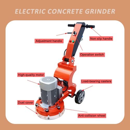 Electric Concrete Grinder Floor Edge Polishing Machine with Foldable Arms for Epoxy Terrazzo Marble Ground 220V 2.2KW