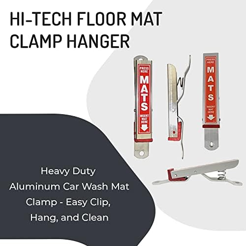 HI-TECH Car Wash Mat Clamps – Heavy-Duty Floor Mat Holders for Cleaning & Drying – Rust-Resistant Aluminum – Mountable – Holds All Mats – Blue, 1 Pack