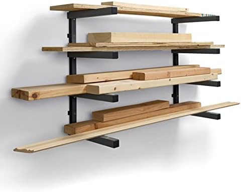 BORA 4-Level Lumber Storage Rack Wall Mount Wood Rack For Garage Organizer
